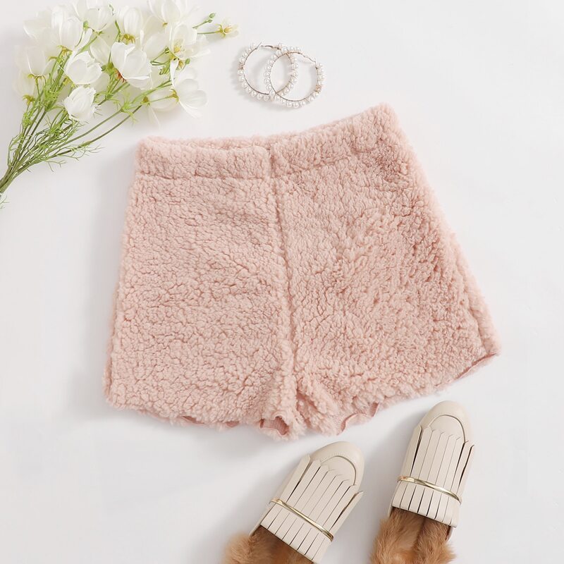 

Solid Teddy Lounge Shorts, Baby pink