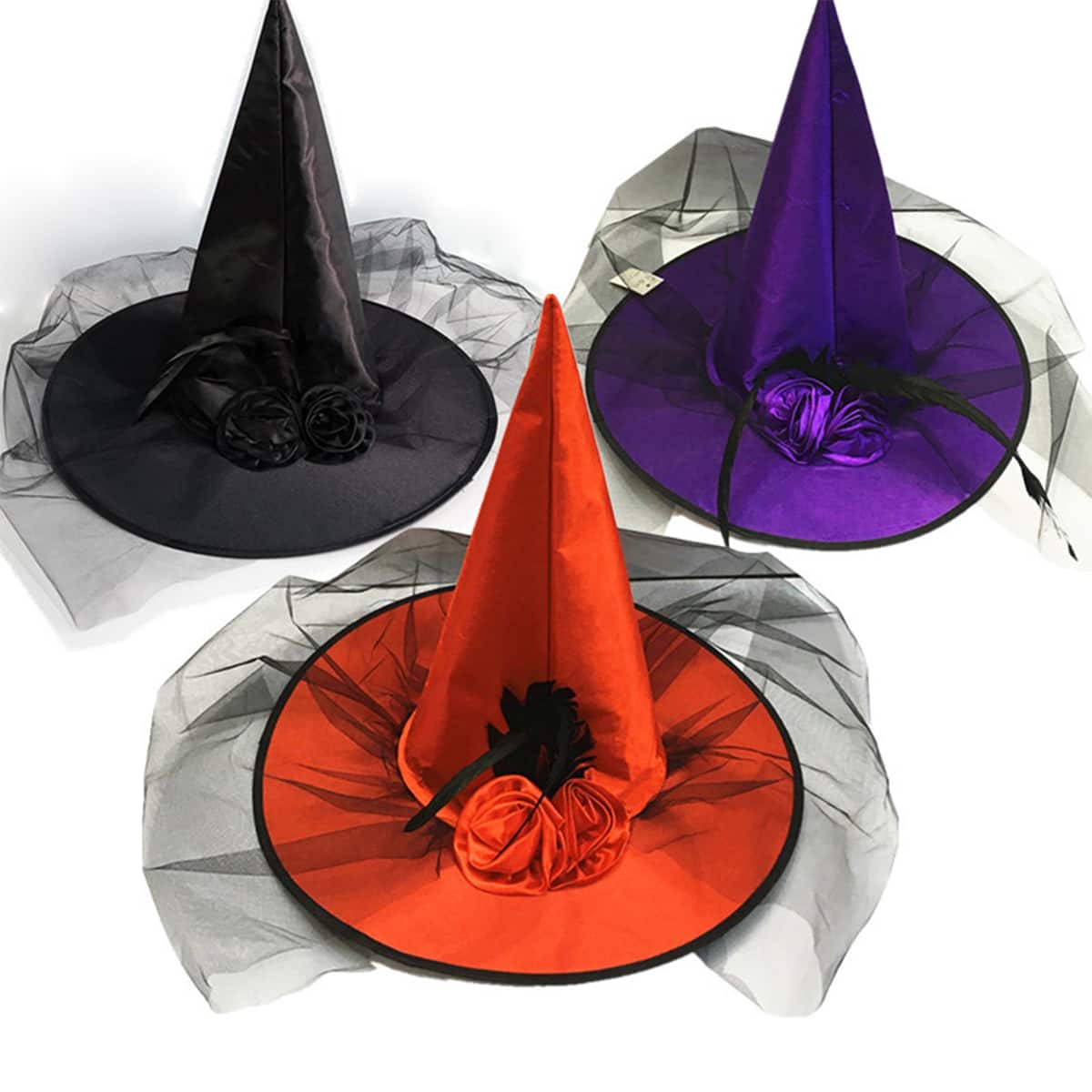 

1pc Halloween Mesh Witch Hat, Multicolor