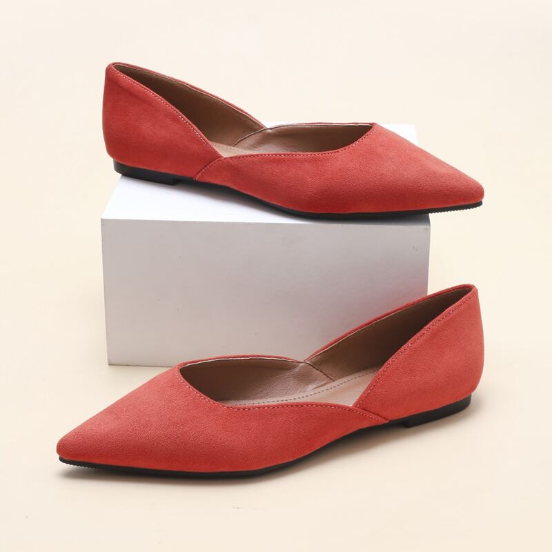 

Minimalist Point Toe Flats, Orange