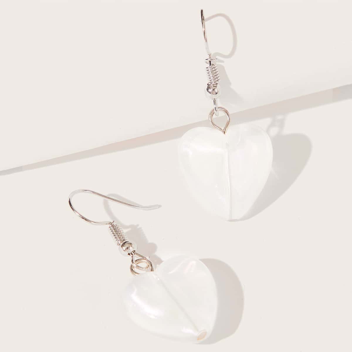 

Heart Drop Earrings, White