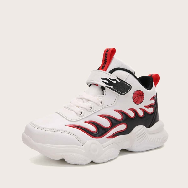 

Boys Flame Pattern Velcro Strap Sneakers, Beige
