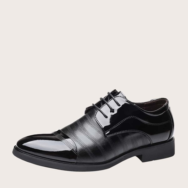 

Men Patent Lace-up Front Dress Shoes, Black
