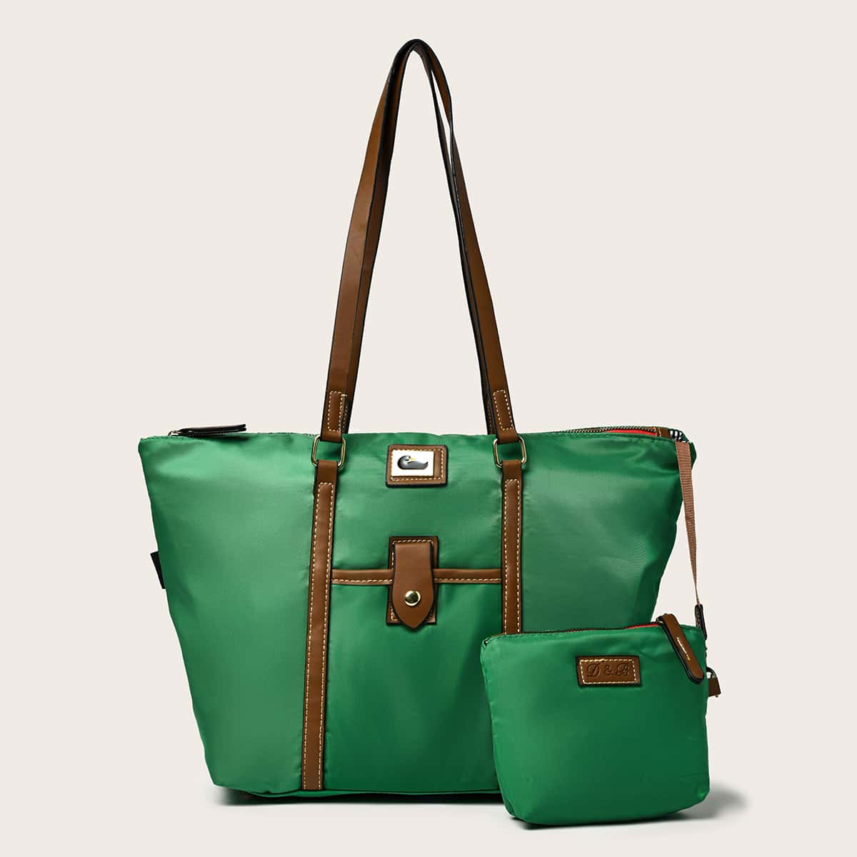 

Large Capacity Tote Bag With Inner Pouch, Green