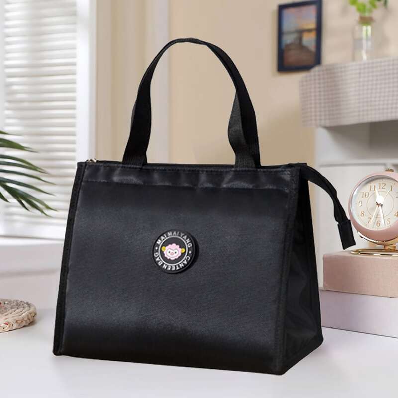 

1pc Cartoon Sheep Insulation Lunch Bag, Black