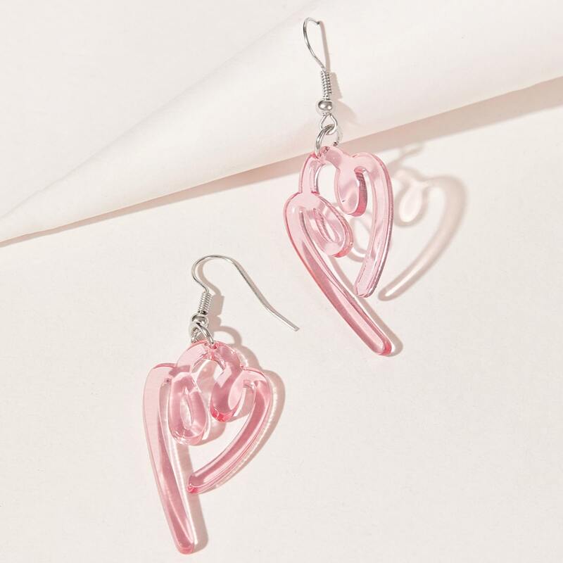 

Heart Drop Earrings, Pink