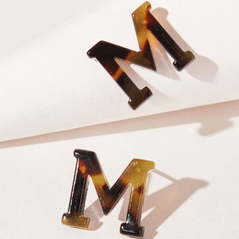 

Letter M Stud Earrings, Multicolor