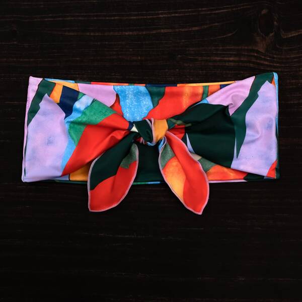 

Allover Graphic Knot Bandeau Bikini Top, Multicolor