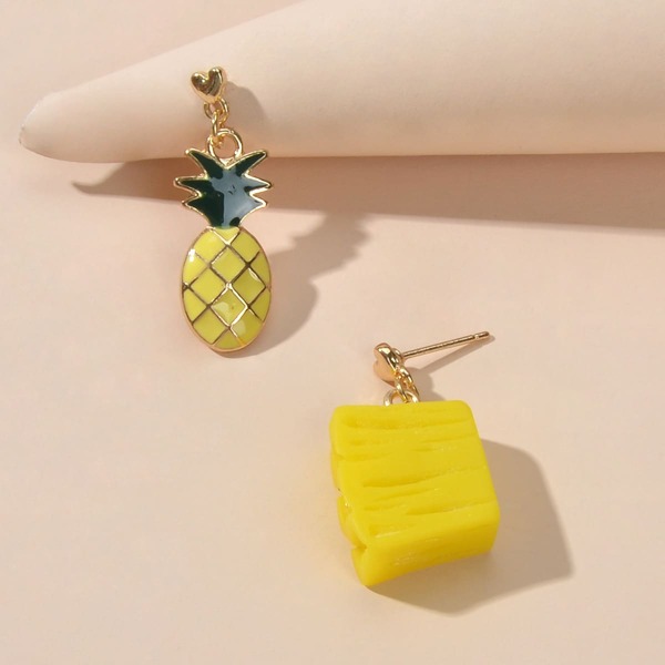 

Pineapple Drop Mismatched Drop Earrings, Yellow