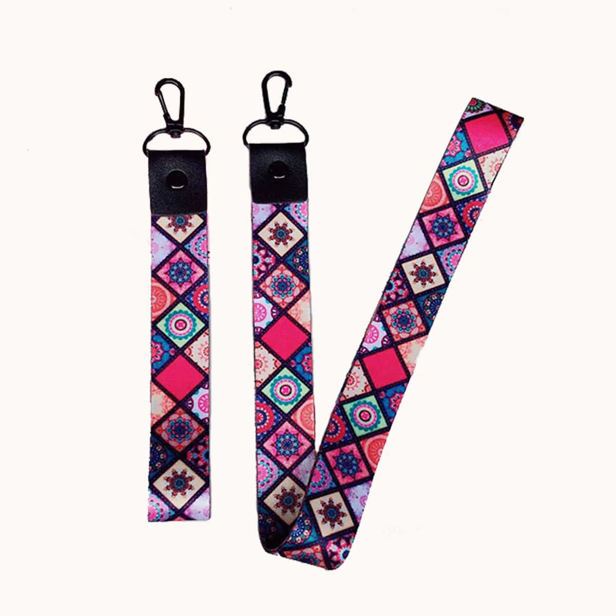 

2pcs Tribal Pattern Lanyard, Multicolor