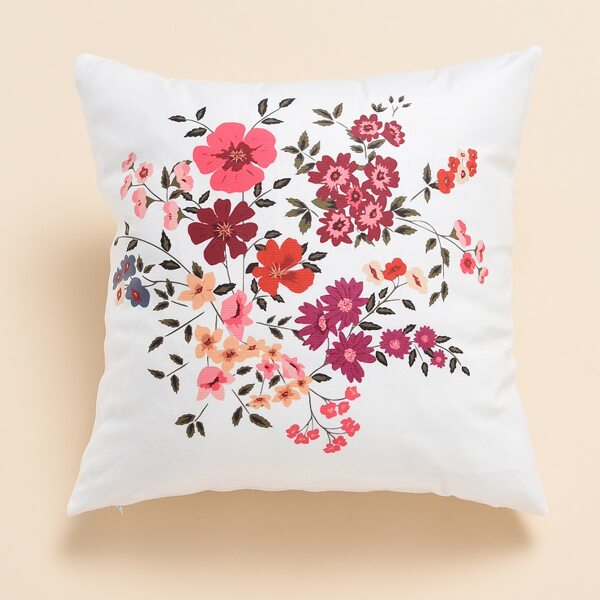 

Floral Pattern Cushion Cover Without Filler, White