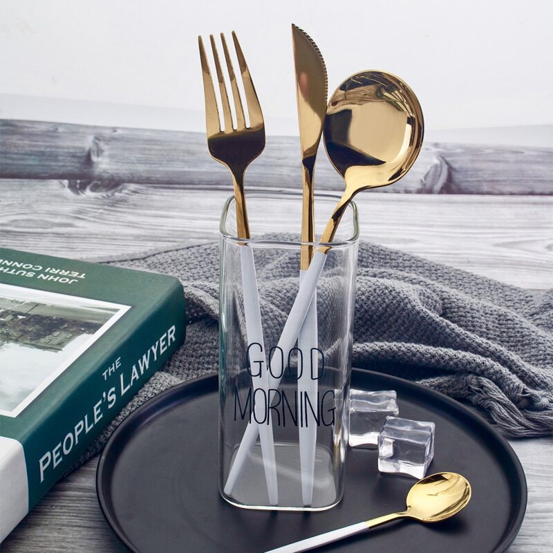 

4pcs Stainless Steel Dinnerware Set, White