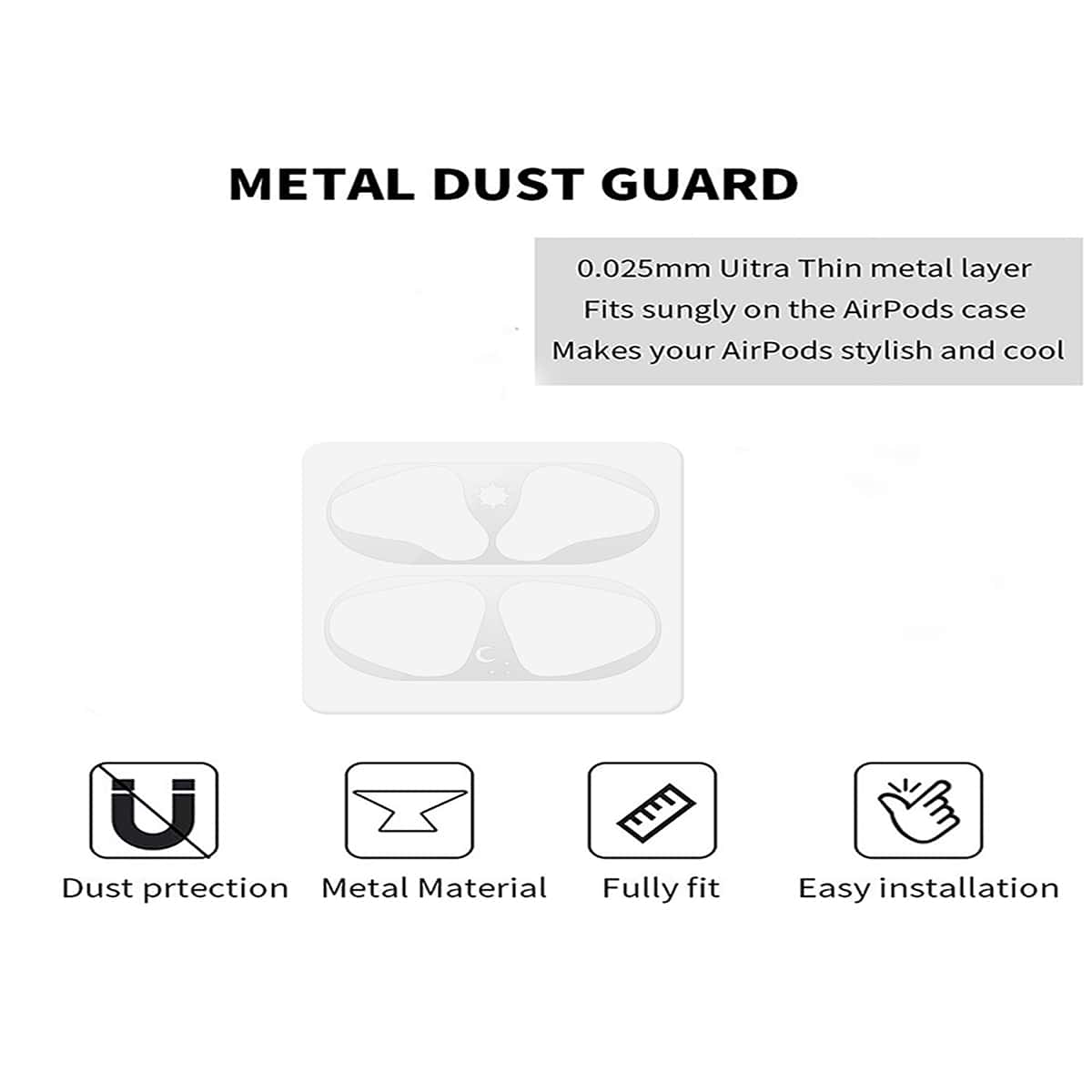 

AirPods Case Dustproof Sticker, Silver