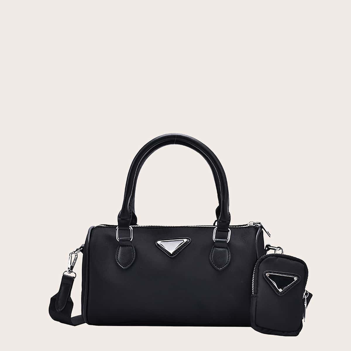 

Minimalist Satchel Bag With Purse, Black