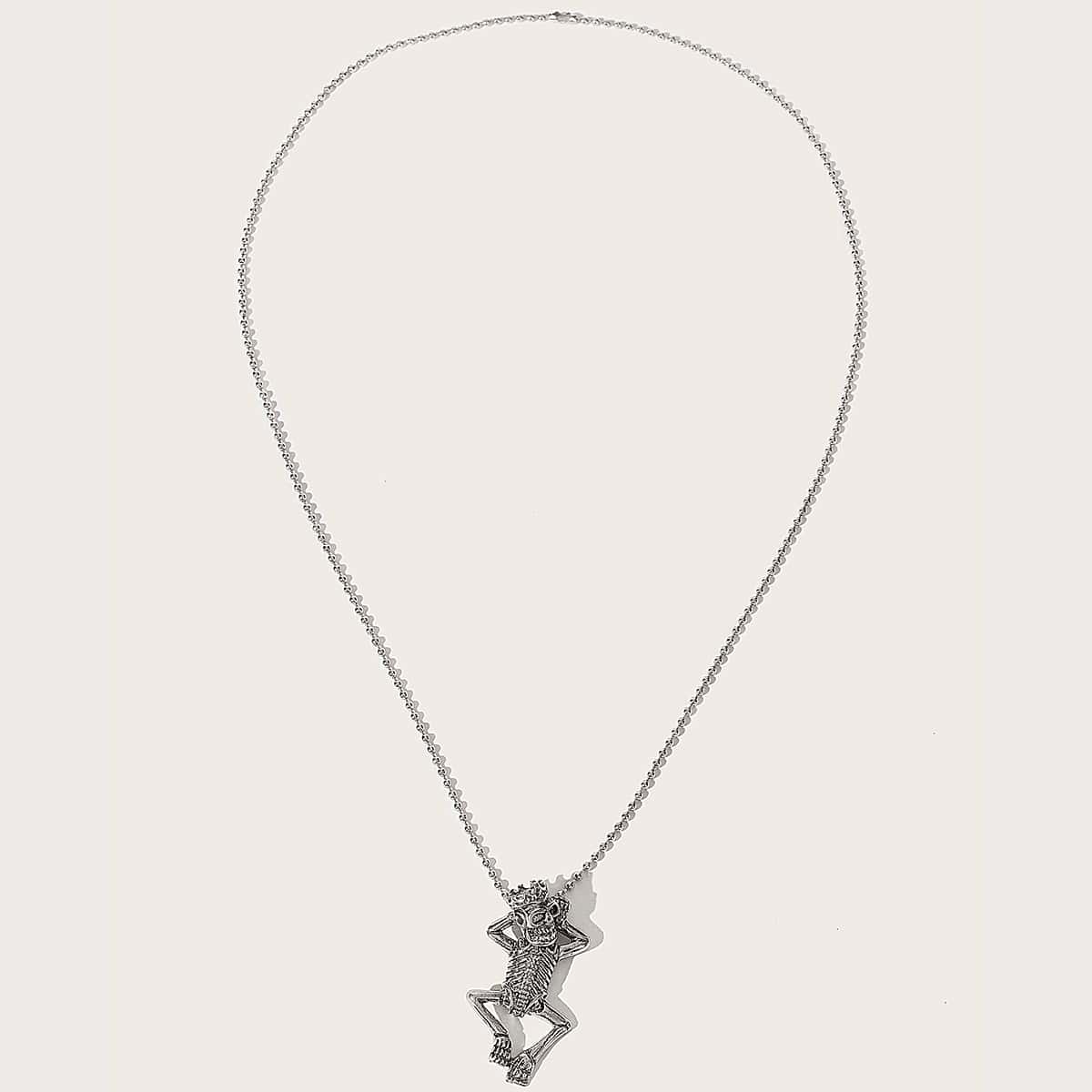 

Skeleton Pendant Necklace, Silver