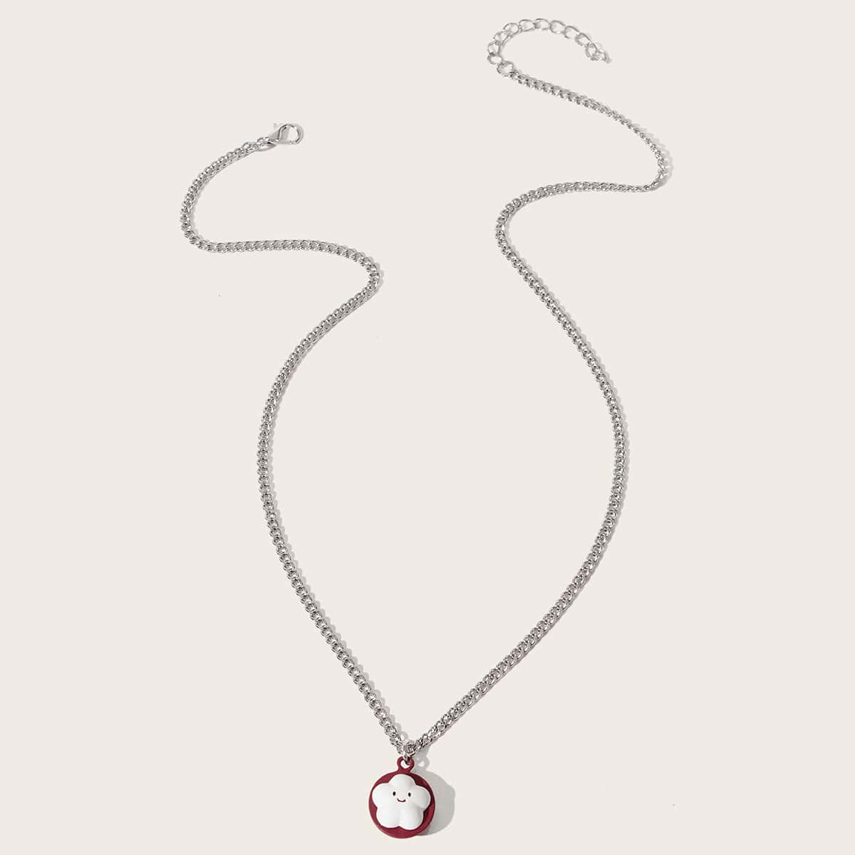 

Cartoon Cloud Pendant Necklace, Silver