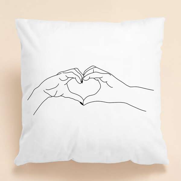 

Hand Print Cushion Cover Without Filler, White