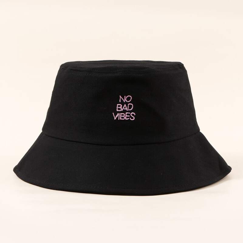 

Letter Embroidery Bucket Hat, Black