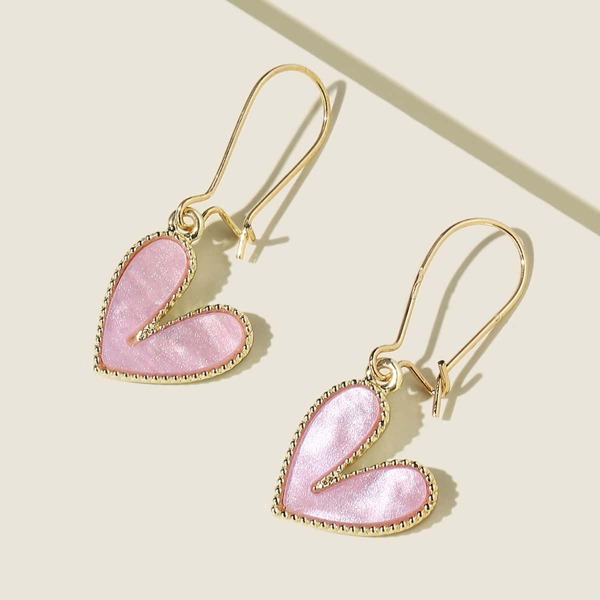 

Heart Drop Earrings, Purple
