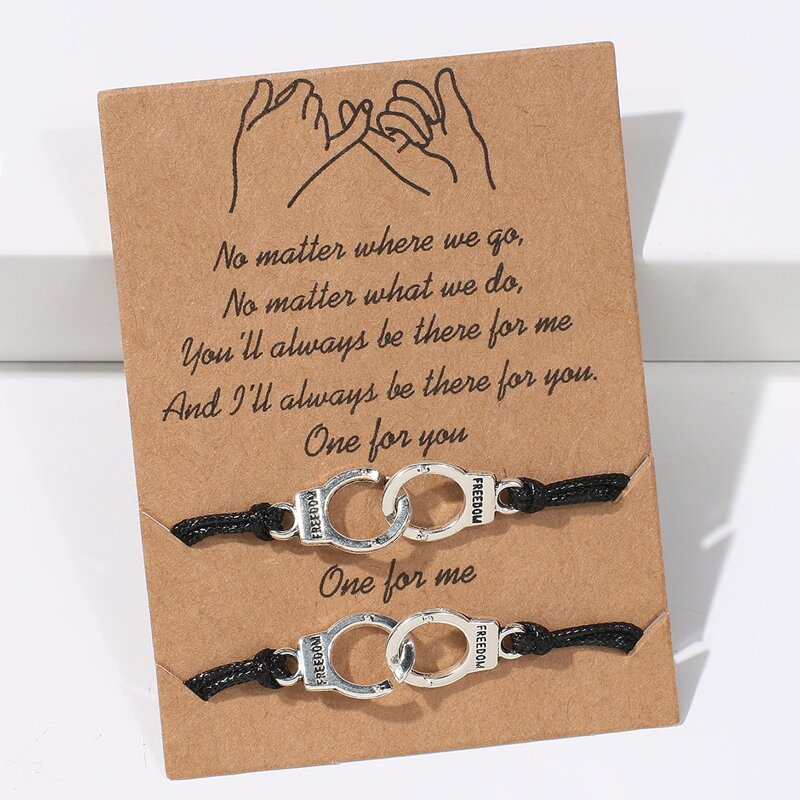 

2pcs Handcuffs Rope Bracelet, Silver