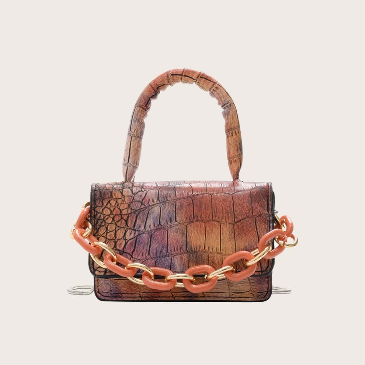 

Croc Embossed Mini Satchel Bag, Multicolor
