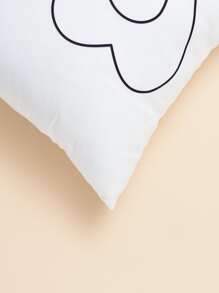 Heart Print Cushion Cover Without Filler - White - View 3