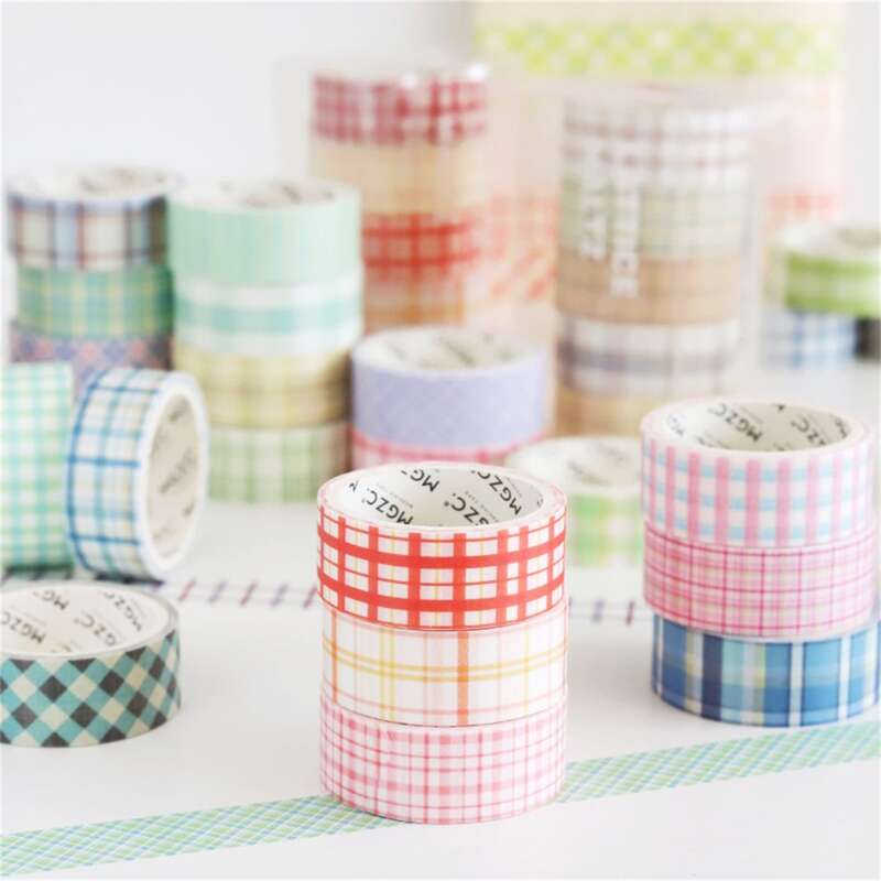 

5rolls Plaid Pattern Random Decorative Tape, Multicolor
