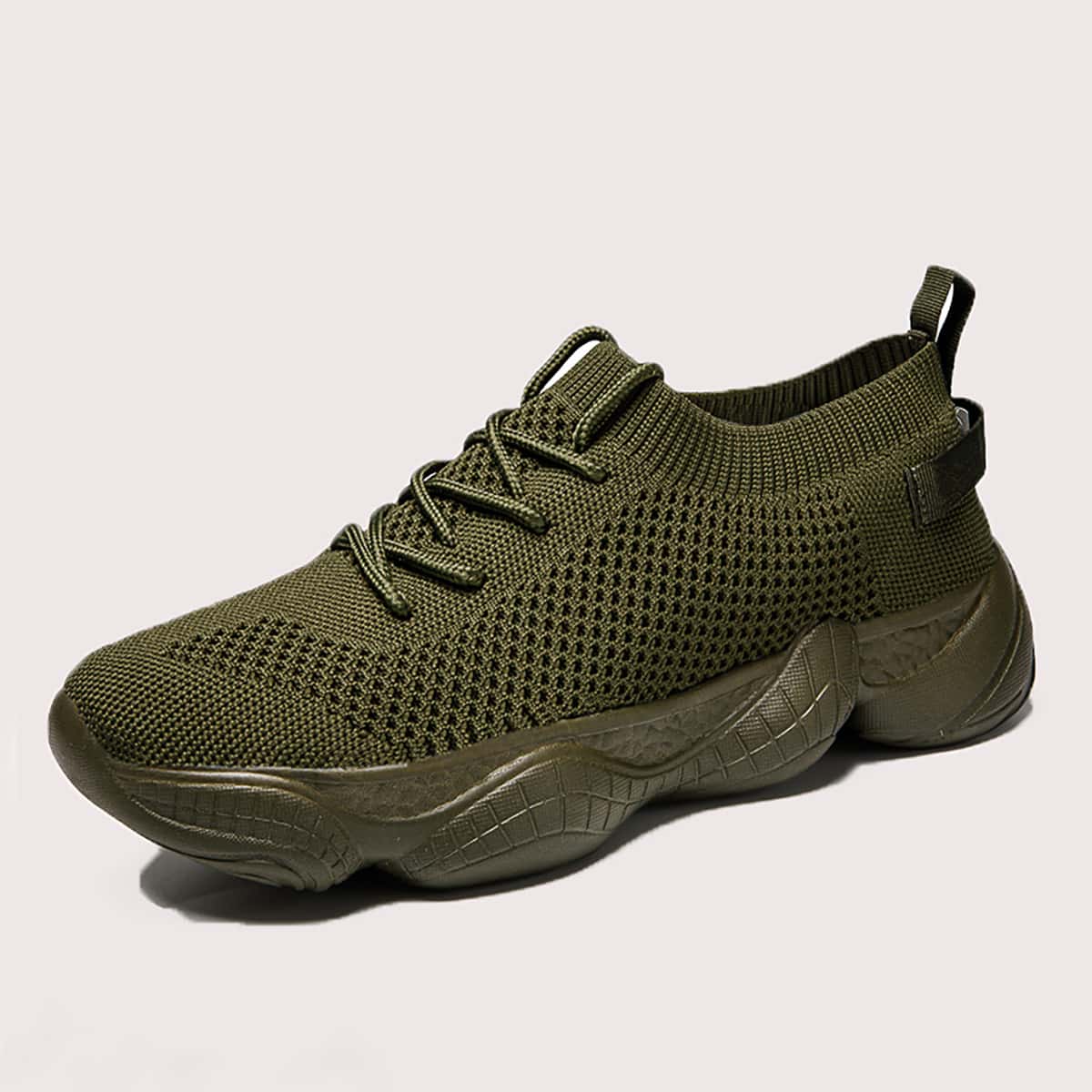 

Guys Lace-up Front Wide Fit Sneakers, Army green