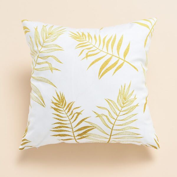

Leaf Print Cushion Cover Without Filler, White