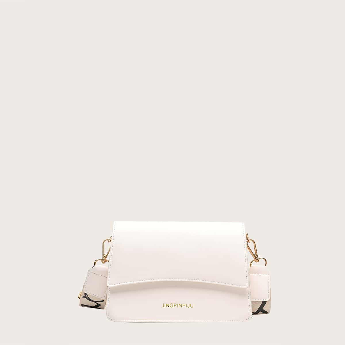 

Letter Graphic Flap Crossbody Bag, White
