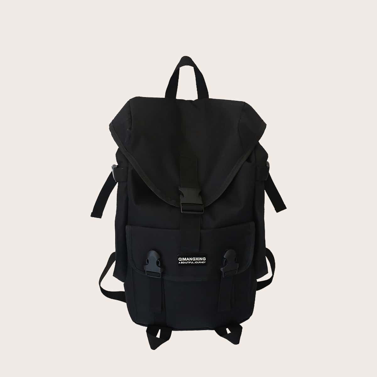 

Guys Large Capacity Buckle Front Backpack, Black