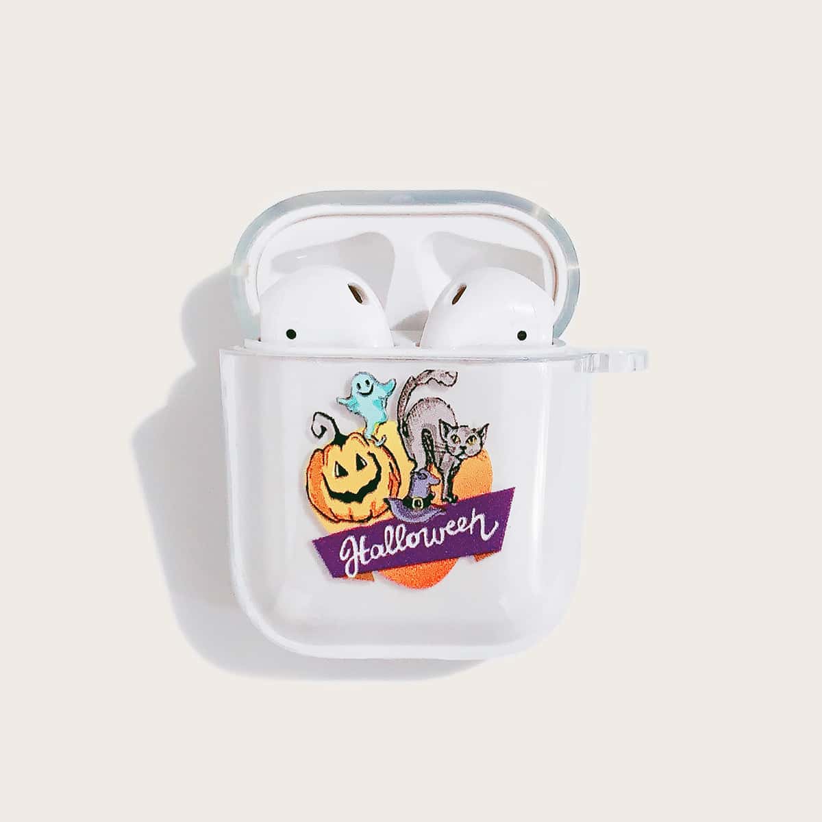 

Halloween Cartoon Graphic Airpods Case, Clear