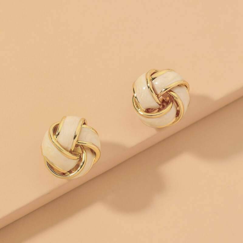 

Round Stud Earrings, White