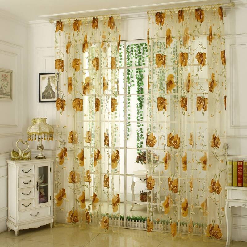 

Flower Print Single Panel Curtain, Multicolor