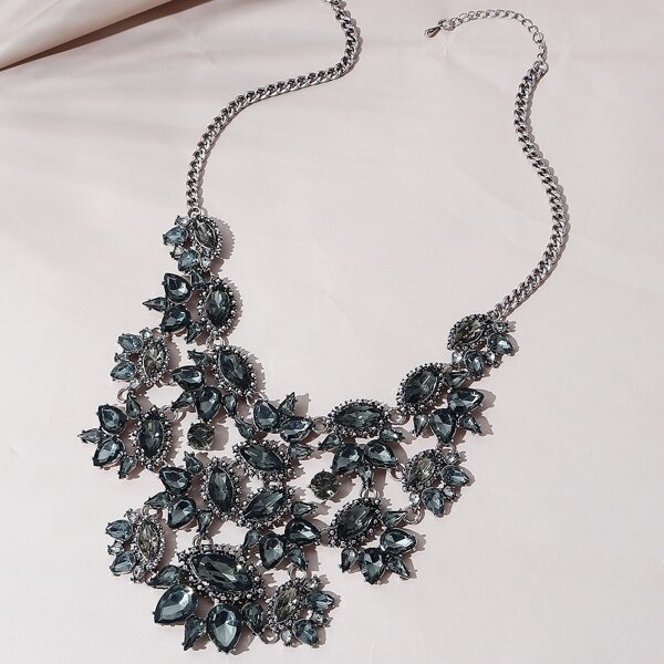 

Water-drop Rhinestone Necklace, Grey