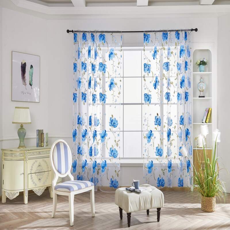 

Flower Print Single Panel Curtain, Multicolor