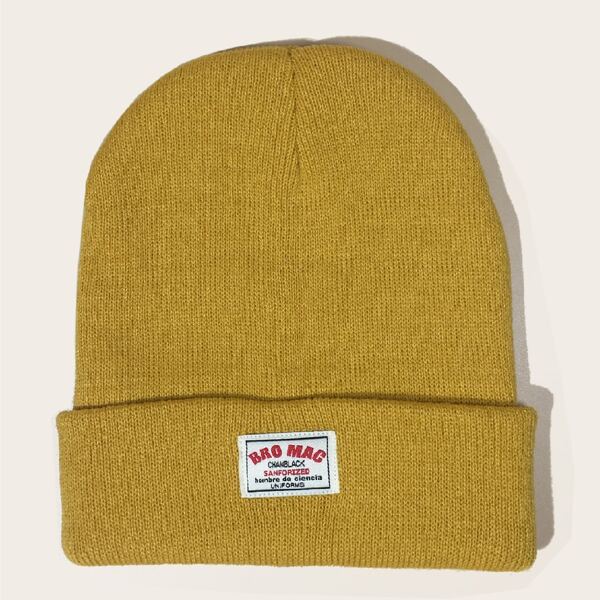 

Cloth Label Decor Beanie, Yellow