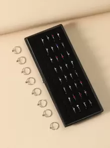 40 Cái/bộ Thép Không Gỉ, Kim Cương Giả Chi Tiết Nhẫn Mũi Cho Phụ Nữ Và Nam Giới, Punk Xuyên, Một Món Quà Trang Sức Cơ Thể Thời Trang Cho Bất Kỳ Dịp Nào - Bạc - Xem 1