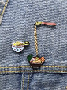 2入組麵條和碗設計胸針 - 彩色 - 查看 1