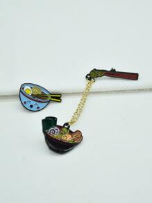 2入組麵條和碗設計胸針 - 彩色 - 查看 3