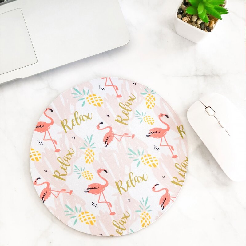 

Flamingo Pattern Round Mouse Pad, Multicolor