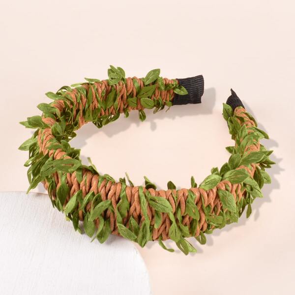 

Leaf Decor Woven Detail Hair Hoop, Khaki
