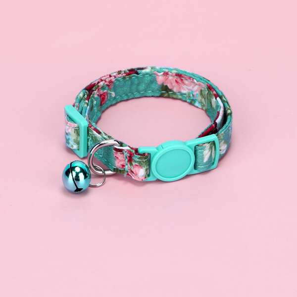 

Flower Print Cat Collar, Green