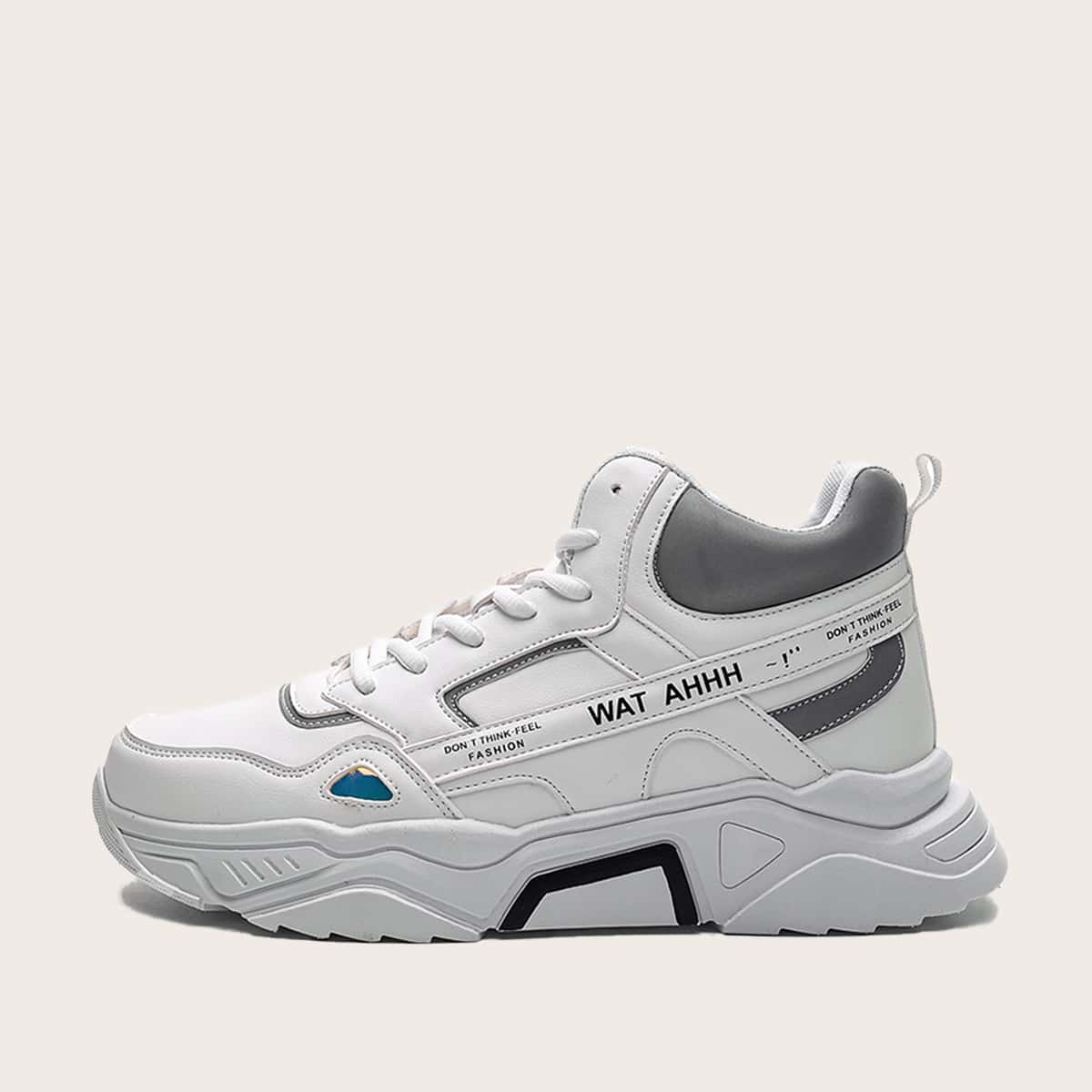 

Guys Lace-up Front Letter Graphic Chunky Sneakers, White