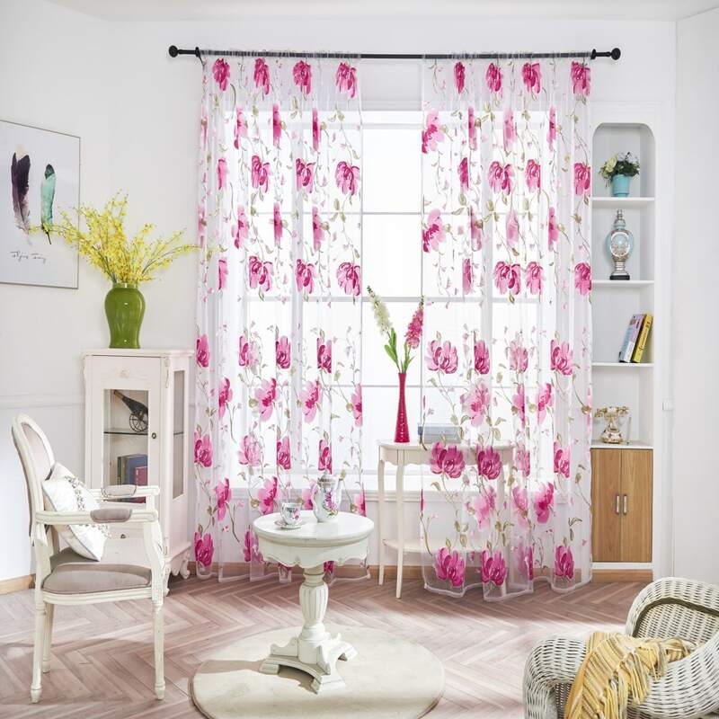 

Flower Print Single Panel Curtain, Multicolor