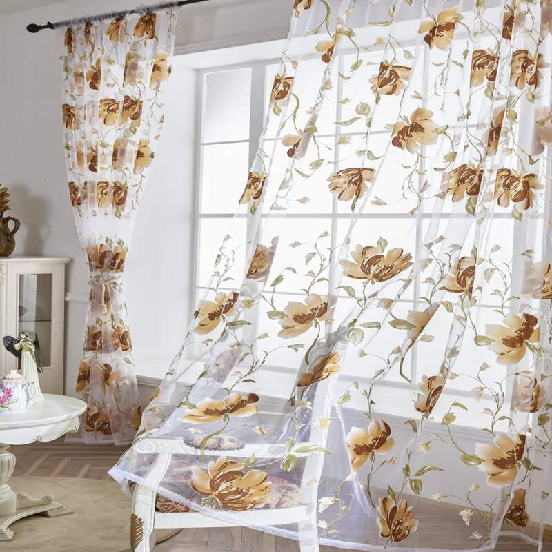 

Flower Print Single Panel Curtain, Multicolor