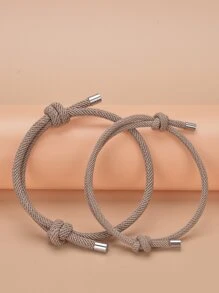 2 件裝時尚情侶手鍊創意男女簡約手鍊,適合日常配戴 - 卡其色 - 查看 12