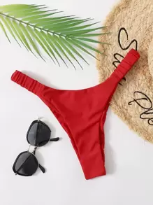 SHEIN Swim Summer Beach High Leg Bikini Panty - Red - View 1