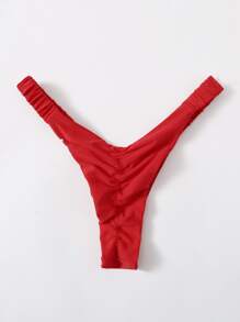 SHEIN Swim Summer Beach High Leg Bikini Panty - Red - View 2