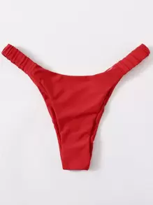 SHEIN Swim Summer Beach High Leg Bikini Panty - Red - View 3