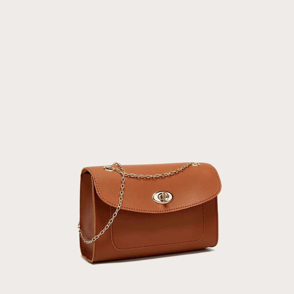 

Minimalist Twist Lock Crossbody Bag, Khaki